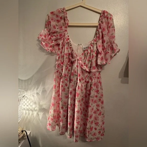 Sky to the moom dress Pink Puff Sleeve Dress Large - Picture 2 of 3